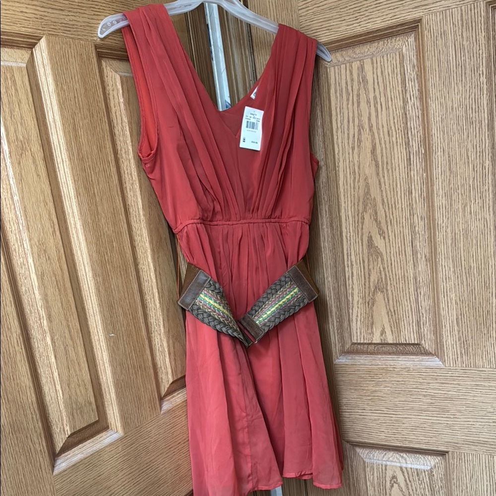 Elegant Rust Sleeveless Dress